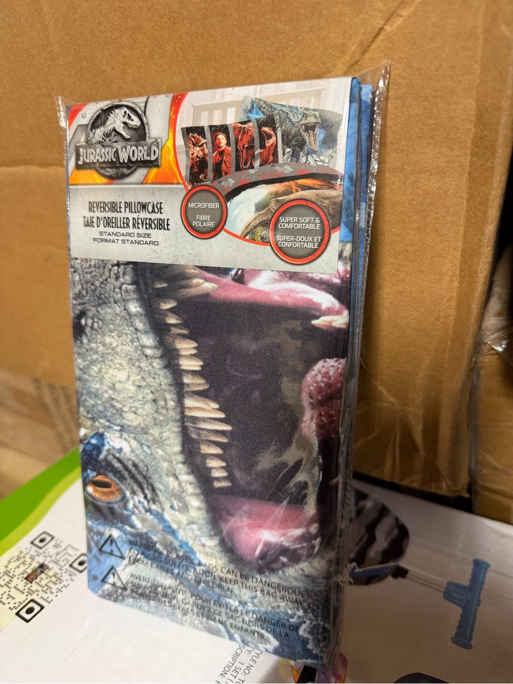 Jurassic World Reversible Pillowcase - Blue Dinosaur Print